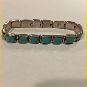 Sterling Silver Bracelet with Teal Stones!
